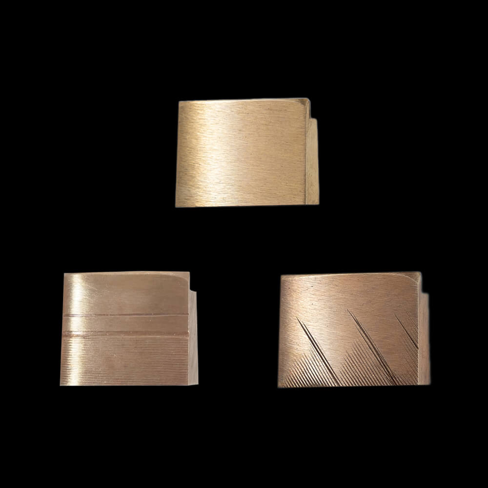 金無垢、18K、20K、22K素材が普段使われているハバキ、切羽から金部分だけ 金無垢、18K、20K、22K素材が普段使われているハバキ、切羽から金